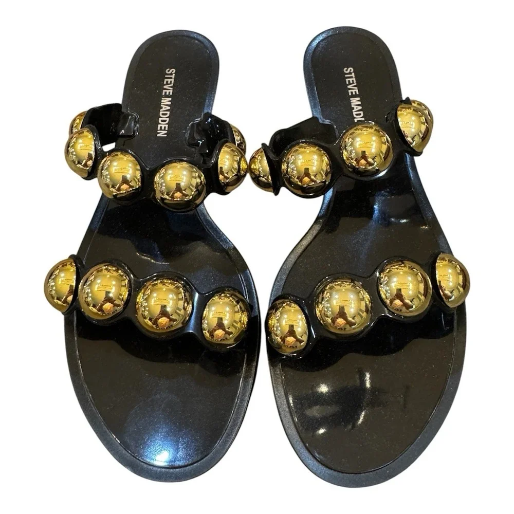 Steve Madden Black Gold Sandals - Size 9- Chrishelle